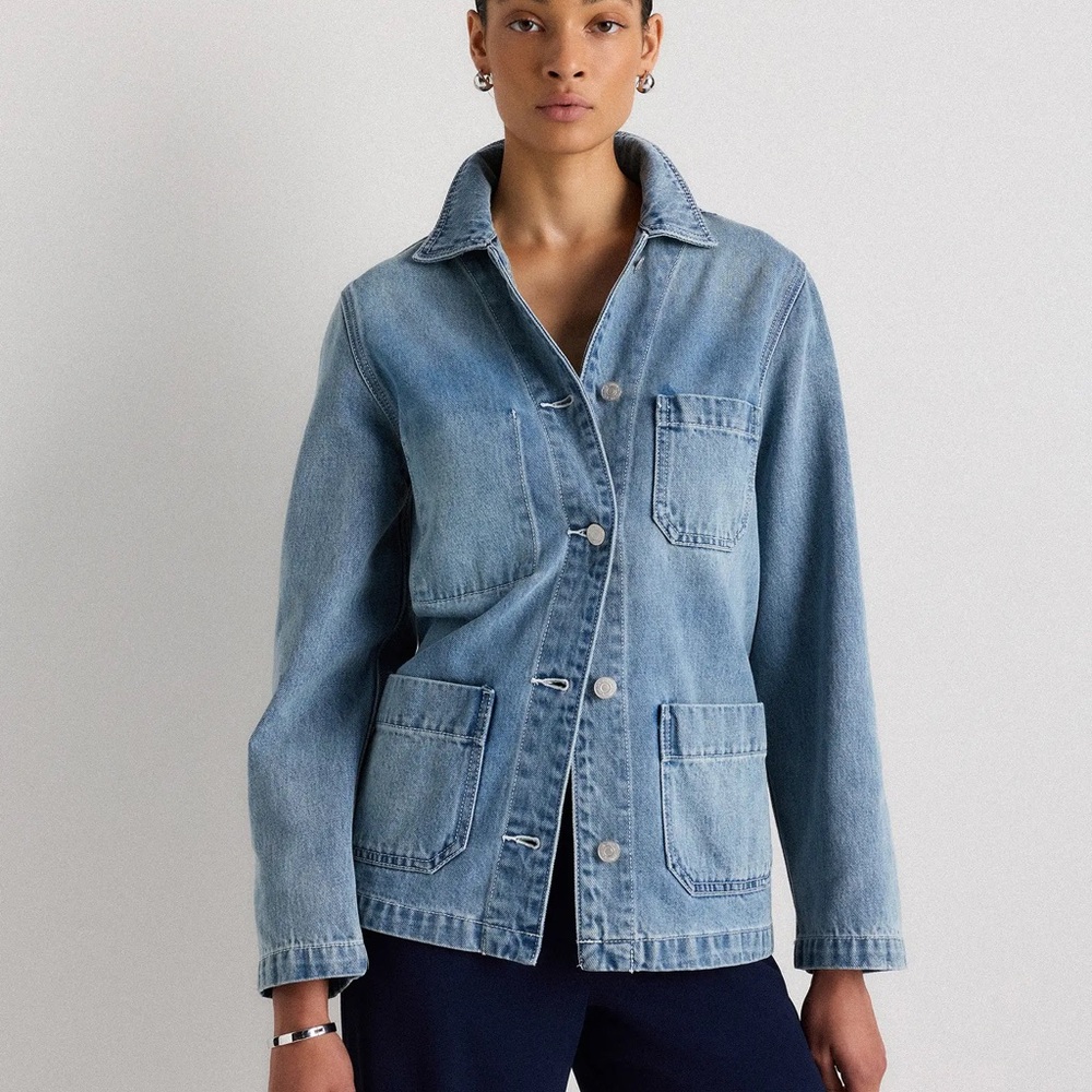 Quince 100% Organic Cotton Light Blue Denim Chore Jacket XS